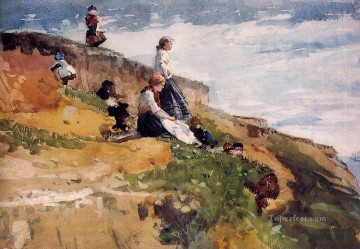En el acantilado Winslow Homer acuarela Pinturas al óleo